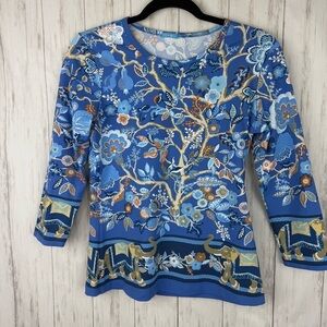 J McLaughlin Blue Floral Women's Top